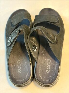 Women's Black ECCO Slip-On Comfort Sandals Size 8M